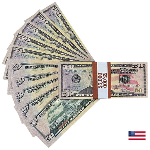 $50 United States New Series Full Print Premier Prop Money Stack - Prop Money Inc.