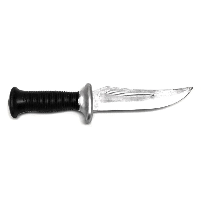 Silver and Black 11 Inch Survival Style Training Knife - Solid Rubber Contact Prop with Safe Blade - Prop Money Inc.