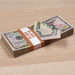 Stack of RealAged $50 prop money bills with full print detail