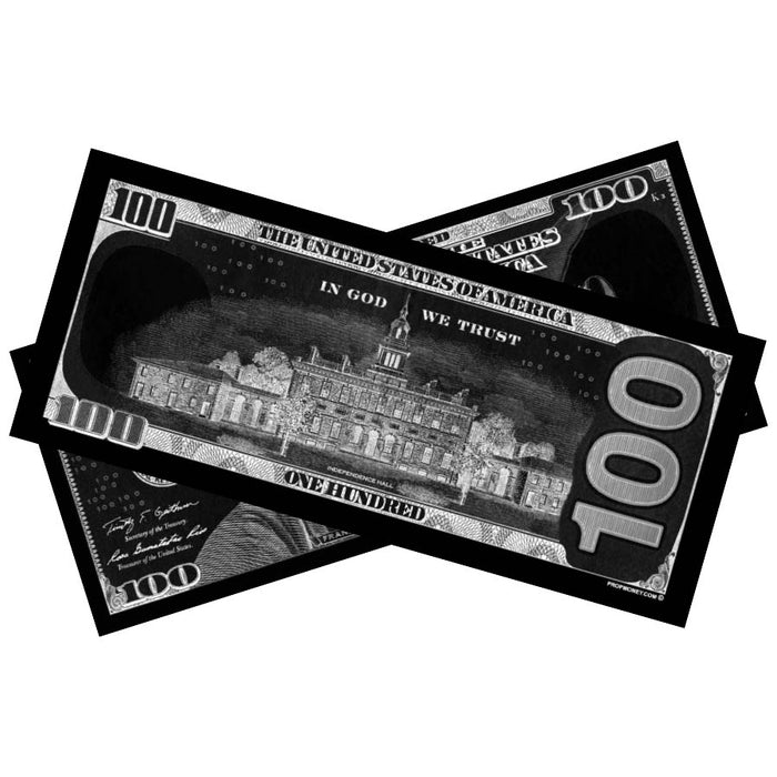 Black novelty money bills for luxury themed events and casino nights