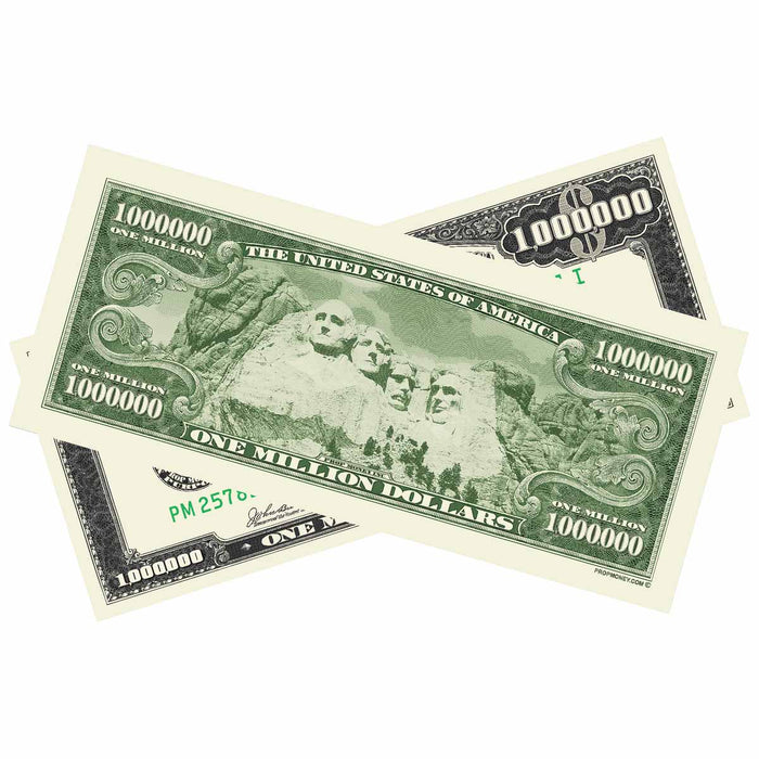 Vintage million dollar novelty bills for productions and displays