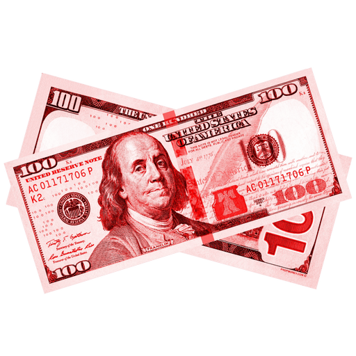 Red prop money bills for Valentines Day Christmas parties and holiday displays